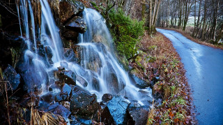 Waterfall road ecological art city - impressionist free wallpaper