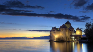 Castle lake night sky clouds - top of a lake free wallpaper