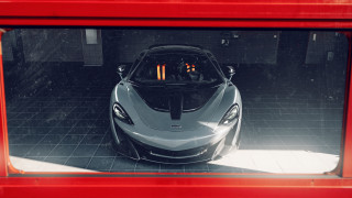 Garage redframe blackcar night sky - bauhau free wallpaper