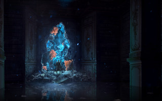 Large blue fire mirror hydrant - cedric peyravernay free wallpaper