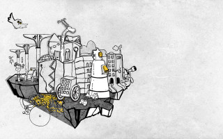 City side bird process art - amir zand free wallpaper
