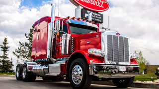 Red truck budweiser cloudy day - a red semi truck free wallpaper