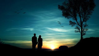 Romantic couple sunset beach boat - romantic free wallpaper