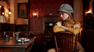 Woman sitting crossed arms camera - barbizon school free wallpaper