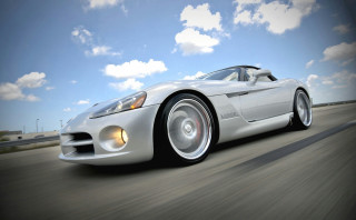 White sports car cloudy sky 6 - blue free wallpaper