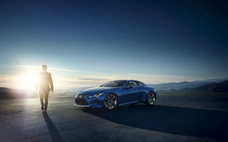 Man silhouette sunset blue car - aimitsu free wallpaper for desktop