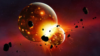 Space planet starship aurora night - a large object in the foreground free wallpaper