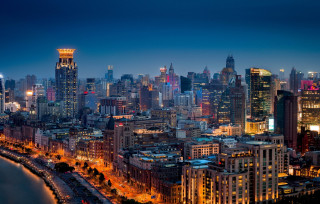 Tokyo city skyline river night - free city wallpaper