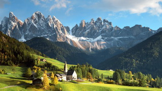 Church valley mountains forest river - florence engelbach free wallpaper