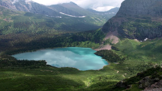 Lake mountains trees day clouds - the middle of the day free wallpaper