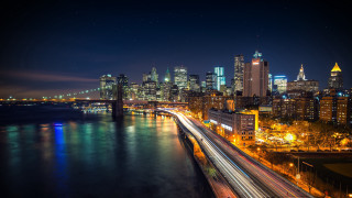 City skyline night bridge river 18 - ashcan school free wallpaper