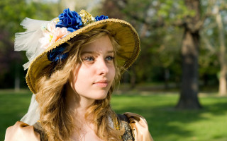 Woman hat flower park portrait - a park area free wallpaper