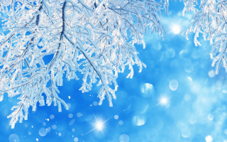 Blue sky snowflakes moon bokeh - snow flake free wallpaper