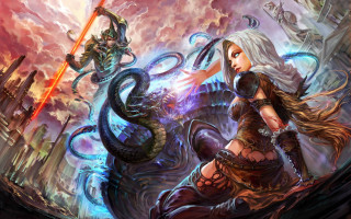 Woman sword demon back fantasy 2 - art free wallpaper