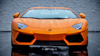 Orange sports car parking lot 7 - nice free wallpaper