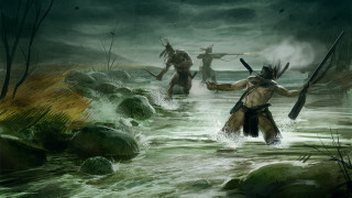 Two men water spears arrows - darek zabrocki free wallpaper