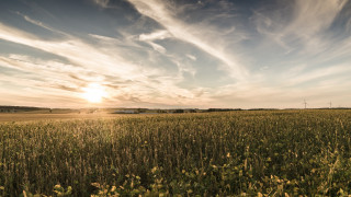 Sunset mountainous horizon cloudy sky - a matte painting free wallpaper