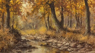 Autumn forest stream oil painting - asher brown durand free wallpaper