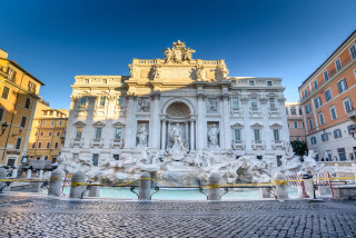 Neoclassic building fountain bridge cityscape - alesso baldovinetti free wallpaper