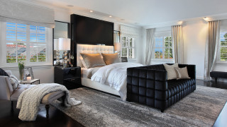 Bedroom artdeco cityscape shutters evelynabelson - a bedroom free wallpaper