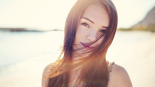 Woman beach long hair sunshine - the sun free wallpaper