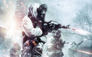 Man gun snowy night starry - other man free wallpaper
