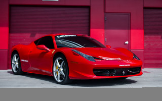 Red sports car red building - a red building free wallpaper
