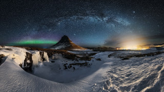 Mountain aurora starry sky space - a sky full free wallpaper