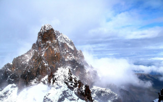 Mountain snow peak clouds blue - christo free wallpaper