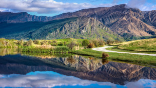 Mountain lake road bridge forest - beautiful landscape free wallpaper