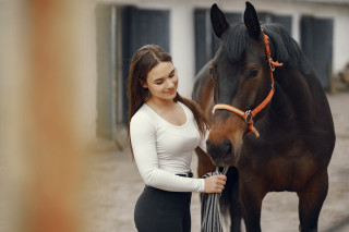 Woman horse smiling reins boleslaw - a horse free wallpaper
