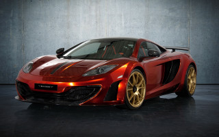 Red sports car gold rims 7 - a concrete floor free wallpaper