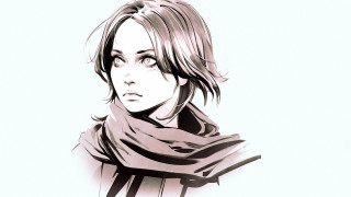 Woman scarf ink painting manga - a scarf free wallpaper
