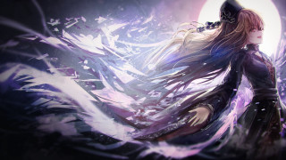 Woman sword fullmoon purple swirl - swirl free wallpaper