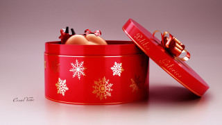 Red box bow egg snowflakes - a red box free wallpaper