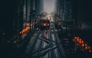 Train city night tokyo architecture - track next free wallpaper