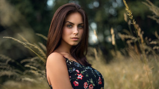 Woman tallgrass portrait blurry bokeh - tall free wallpaper