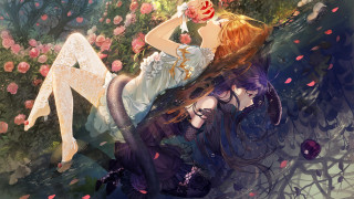 Fantasy anime girls flower violet - the ground next free wallpaper