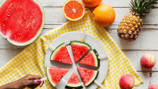 Watermelon slices fruit table summer - fruit free wallpaper
