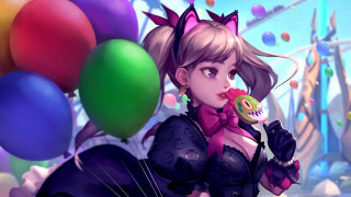 Carnival woman candyballoons rollercoaster blurry - pop surrealism free wallpaper