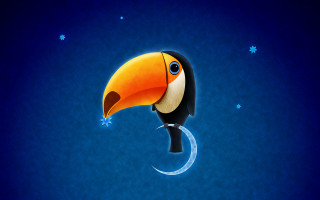 Toucan crescent moon stars blue - carlos trillo name free wallpaper