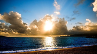 Beach water clouds sunset bridge - sun free wallpaper for desktop