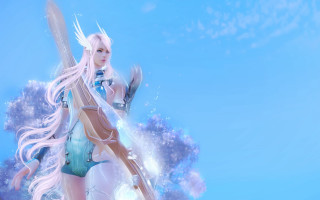 Woman sword blue sky fantasy - a sword and a sword free wallpaper