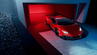 Red sports car garage jigsaw - a garage free wallpaper