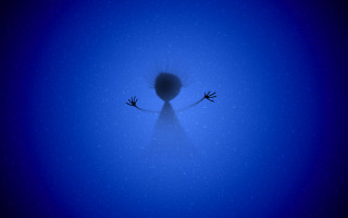 Shadow person arms outstretched blue 2 - a shadow of a person free wallpaper