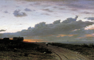 Sunset dusk people train hudson - caspar david friedrich free wallpaper