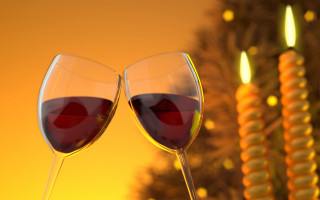 Two glasses red wine yellow - gold free wallpaper