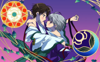 Couple hugging purple background leaves - a couple of people free wallpaper for desktop