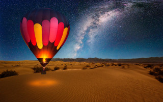 Hot air balloon desert starry - hot free wallpaper