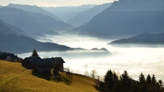 House hill mountains valleys fog - heidelberg school free wallpaper